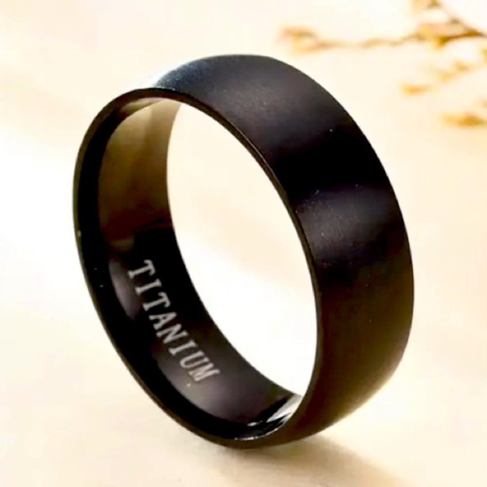 Mens Black Titanium Wedding Band Anniversary Band Promise Ring Size 10